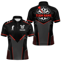 Maxcorners Darts Jersey For Men Custom Polo & Quarter Zip Darts Tournament Team Shirt |Red TU0309