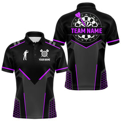 Maxcorners Darts Jersey For Men Custom Polo & Quarter Zip Darts Tournament Team Shirt |Purple LM0409