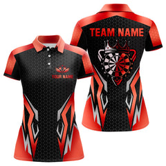 Maxcorners Black And Red Crown Darts Shirt For Men Custom Darts Jerseys Team Polo & Quarter Zip Uniform  LM0607