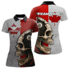 Maxcorners Personalized Grunge Canada Flag Skull Billiard Shirt For Men, 8 Ball Patriotic Pool Team Jerseys LM1506