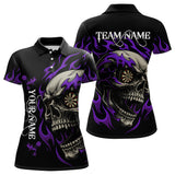 Maxcorners Personalized Purple Flaming Skull Darts Shirt For Men Custom Darts Jersey Team Polo & 1/4 Zip MT0609