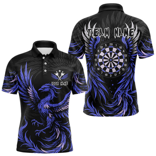 Maxcorners Personalized Phoenix Dartboard Wings Men's Dart Shirts Custom Blue And Black Darts Team Jerseys LM1203