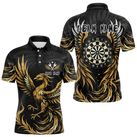 Maxcorners Personalized Phoenix Dartboard Wings Men's Dart Shirts Custom Yellow And Black Darts Team Jerseys TU1108