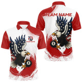 Maxcorners Personalized Grunge Paint Eagle US Flag 8 Ball Billiard Shirt For Men, White Red Pool Team Jersey LM1109