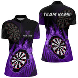 Maxcorners Purple Dartboard Fire Flame Darts Shirt For Men Custom Dart Jersey, Dart Team Shirt Polo & 1/4 Zip MT1309