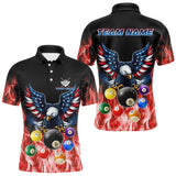 Maxcorners Personalized American Flag Eagle Billiard Ball Pool Shirt For Men Custom Billiard Team Jersey LM1809