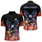 Maxcorners Personalized American Flag Eagle Billiard Ball Pool Shirt For Men Custom Billiard Team Jersey|Red MT1309