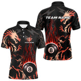 Maxcorners Black And Red Flaming 8 Ball Pool Shirt For Men Custom Dragon Billiards Team Jersey Polo & 1/4 Zip TU1509