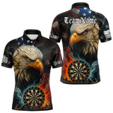 Maxcorners Personalized Eagle Flame Darts Shirt For Men Custom Patriotic American Flag Team Darts Jersey TU1509