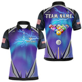 Maxcorners Personalized Blue Purple Galaxy Lightning Billiard Shirt For Men Custom Team League Pool Jersey LM3006