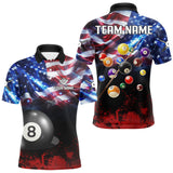 Maxcorners American Flag Patriotic Billiard Shirt For Men Custom 3D Billiard Balls 8 Ball Pool Team Jerseys LM3006