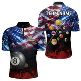 Maxcorners American Flag Patriotic Billiard Shirt For Men Custom 3D Billiard Balls 8 Ball Pool Team Jerseys LM3006