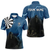 Maxcorners Black And Navy Skeleton Dartboard Darts Shirt For Men - Custom Team & Player Name LM1625