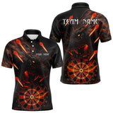 Maxcorners Black And Orange Panther Fire Dart Shirt For Men Custom 3D Dart League Team Jersey Polo & 1/4 Zip LM3006