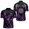 Maxcorners Personalized Phoenix Dartboard Wings Men's Dart Shirts Custom Black And Purple Darts Team Jerseys LM3006