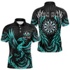 Maxcorners Personalized Phoenix Dartboard Wings Men's Dart Shirts Custom Black & Turquoise Darts Team Jerseys LM3006