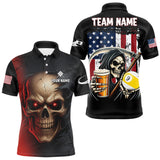 Maxcorners Funny Beer Grim Reaper 9 Ball Pool Billiard Shirt For Men, Funny Skull Pool Team Jersey TU0107