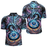 Maxcorners Personalized Blue Purple Thunder Lightning Dragon Billiard Shirt For Men, 8 Ball Pool Team Jersey LM2707