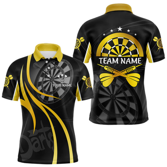Maxcorners Black And Yellow Darts Jersey For Men Custom Team Polo & Quarter Zip Darts Shirt Uniform LM1203