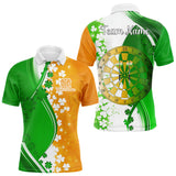 Maxcorners Green And Orange Glowing Shamrock Luckiest Dart Shirts For Men Custom St Patrick Day Darts Jersey TU0309