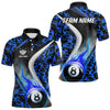 Maxcorners Personalized Flame Blue 8 Ball Pool Billiard Shirt For Men, Billiard Team Jersey Polo & 1/4 Zip LM2707