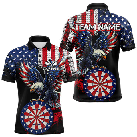 Maxcorners Personalized Patriotic Eagle Dartboard Jersey For Men Custom American Flag Darts Team Shirt LM1809