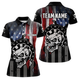 Maxcorners Personalized Funny Skull American Flag Dart Shirt For Men Custom Patriotic Darts Team Jerseys LM1506