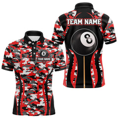 Maxcorners Custom Red Camouflage 8 Ball Pool Billiard Shirt For Men, Billiard Jersey Outfit, Pool Team Shirt LM2206