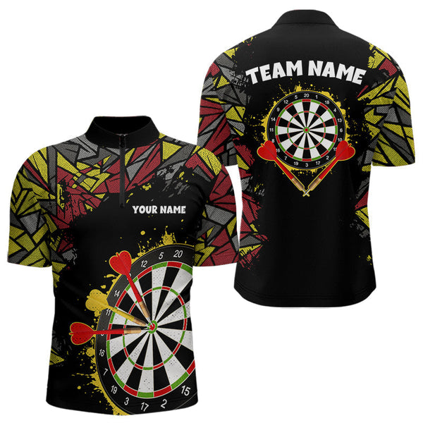 Maxcorners Personalized Graffiti Dart Shirt For Men Custom Funny Darts Jersey Team Polo & Quarter Zi LM2206