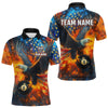 Maxcorners Personalized Flaming American Flag 8 Ball Eagle Billiard Shirt For Men, Patriotic Pool Team Jersey LM3006