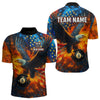 Maxcorners Personalized Flaming American Flag 8 Ball Eagle Billiard Shirt For Men, Patriotic Pool Team Jersey LM3006