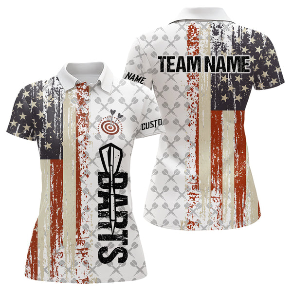 Maxcorners Grunge Retro US Flag Custom Dart Shirt With Pocket For Men Team Dart Jersey LM263