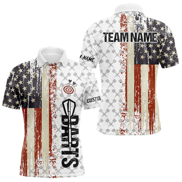 Maxcorners Grunge Retro US Flag Custom Dart Shirt With Pocket For Men Team Dart Jersey LM263