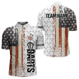 Maxcorners Grunge Retro US Flag Custom Dart Shirt With Pocket For Men Team Dart Jersey LM263