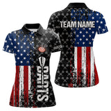 Maxcorners Grunge Retro US Flag Custom Dart Shirt With Pocket For Men Team Dart Jerseys LM263
