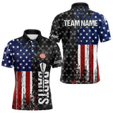 Maxcorners Grunge Retro US Flag Custom Dart Shirt With Pocket For Men Team Dart Jerseys LM263