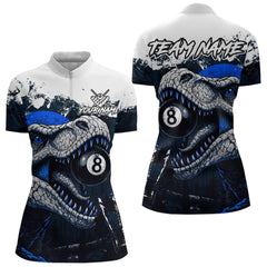 Maxcorners Personalized Dinosaur 8 Ball Billiard Shirt For Men Custom Billiard Team Shirts, Pool Jersey |Blue MT0609