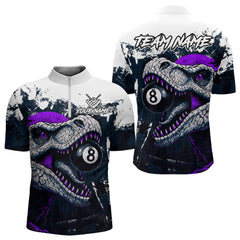 Maxcorners Personalized Dinosaur 8 Ball Billiard Shirt For Men Custom Billiard Team Shirt, Pool Jersey|Purple MT0609