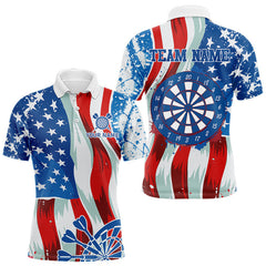 Maxcorners American Flag Dartboard Paint Patriotic Darts Shirt For Men Custom Darts Jerseys Polo & 1/4 Zip TU1208