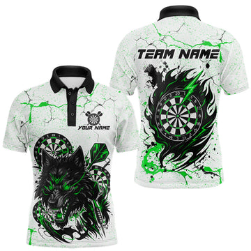 Maxcorners White Grunge Wolf Dart Shirt & Pocket Option Custom Men's Dart Jersey|Green