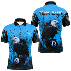 Maxcorners Blue 8 Ball Pool Eagle Paint Splash Billiard Shirt For Men Custom Billiard Jersey Polo & 1/4 Zip