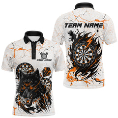 Maxcorners White Grunge Wolf Dart Shirt & Pocket Option Custom Men's Dart Jersey|Orange TU1512