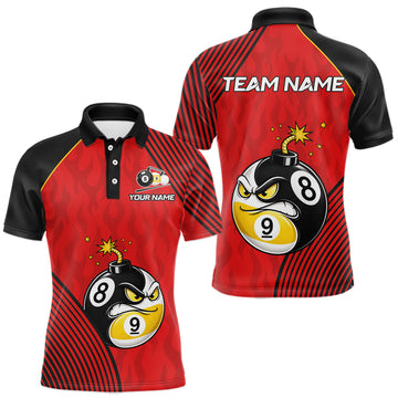 Maxcorners Personalized Red Funny 8 Ball 9 Ball Pool Bomb Billiard Shirt For Men Custom Billiard Team Jersey
