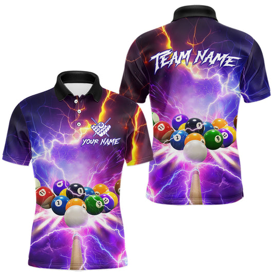 Maxcorners Custom Thunder Lightning Purple Pool Team Shirt For Men, Billiard Jersey Polo & Quarter Zip