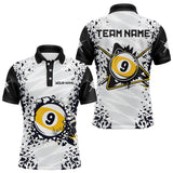 Maxcorners Funny Crack 9 Ball Billiard Polo & 1/4 Zip For Men Custom 9 Ball Pool Team Shirt, Billiard Jersey MT2709