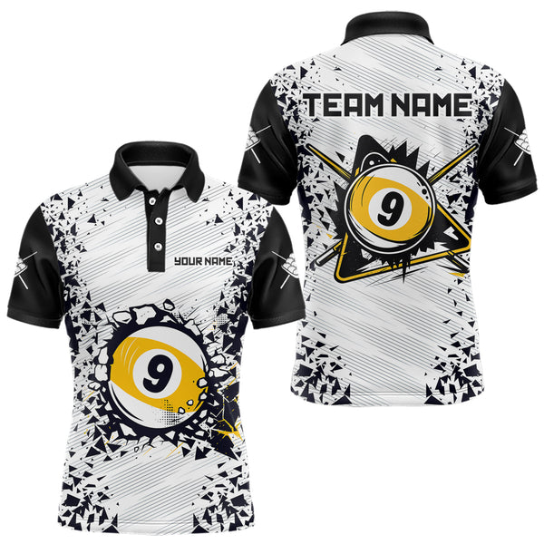 Maxcorners Funny Crack 9 Ball Billiard Polo & 1/4 Zip For Men Custom 9 Ball Pool Team Shirt, Billiard Jersey MT2709