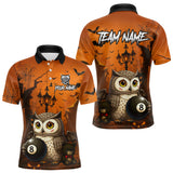 Maxcorners Personalized Funny Owl 8 Ball Pool Halloween Billiard Shirt Custom Pumpkin Billiard Jersey For Men LM0210