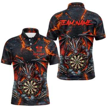 Maxcorners Black And Orange Dartboard Fire Flame Dragon Darts Shirts For Men Custom Darts League Team Jersey LM0208