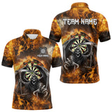 Maxcorners Personalized Orange Flaming Grim Reaper Darts Shirt For Men Custom Fire Darts Team Jersey LM0910