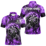 Maxcorners Personalized Purple Flaming Grim Reaper Darts Shirt For Men Custom Fire Darts Team Jersey LM0910
